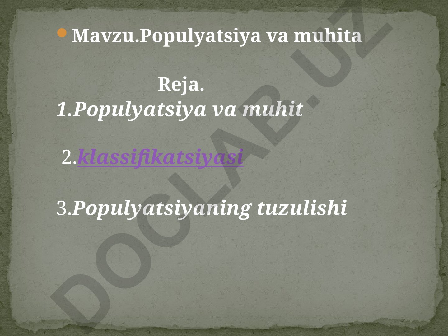 Populyatsiya va muhit