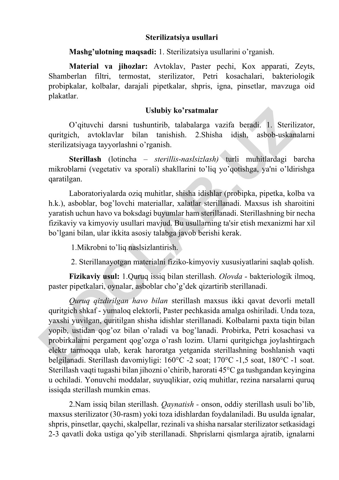 Sterilizatsiya usullari