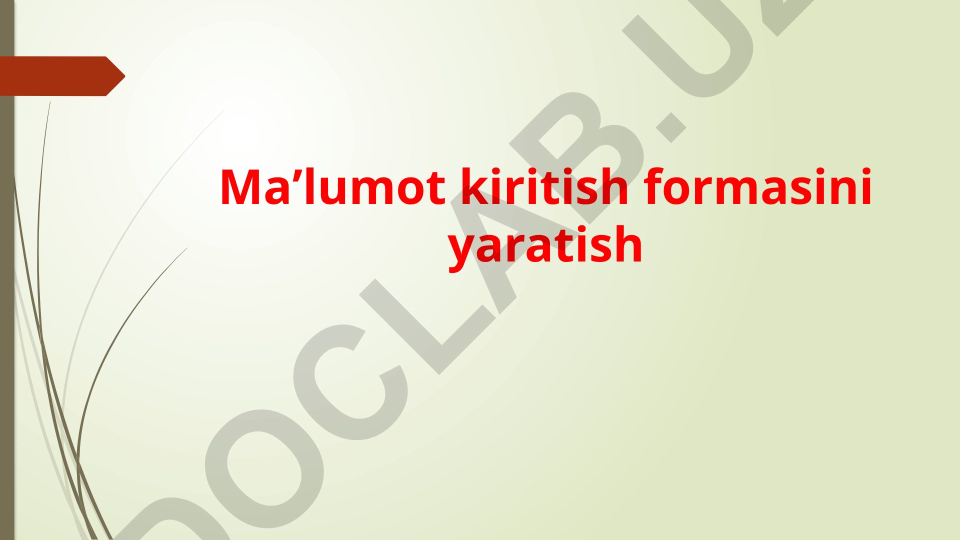 Microsoft Access dasturida ma'lumot kiritish formasini yaratish