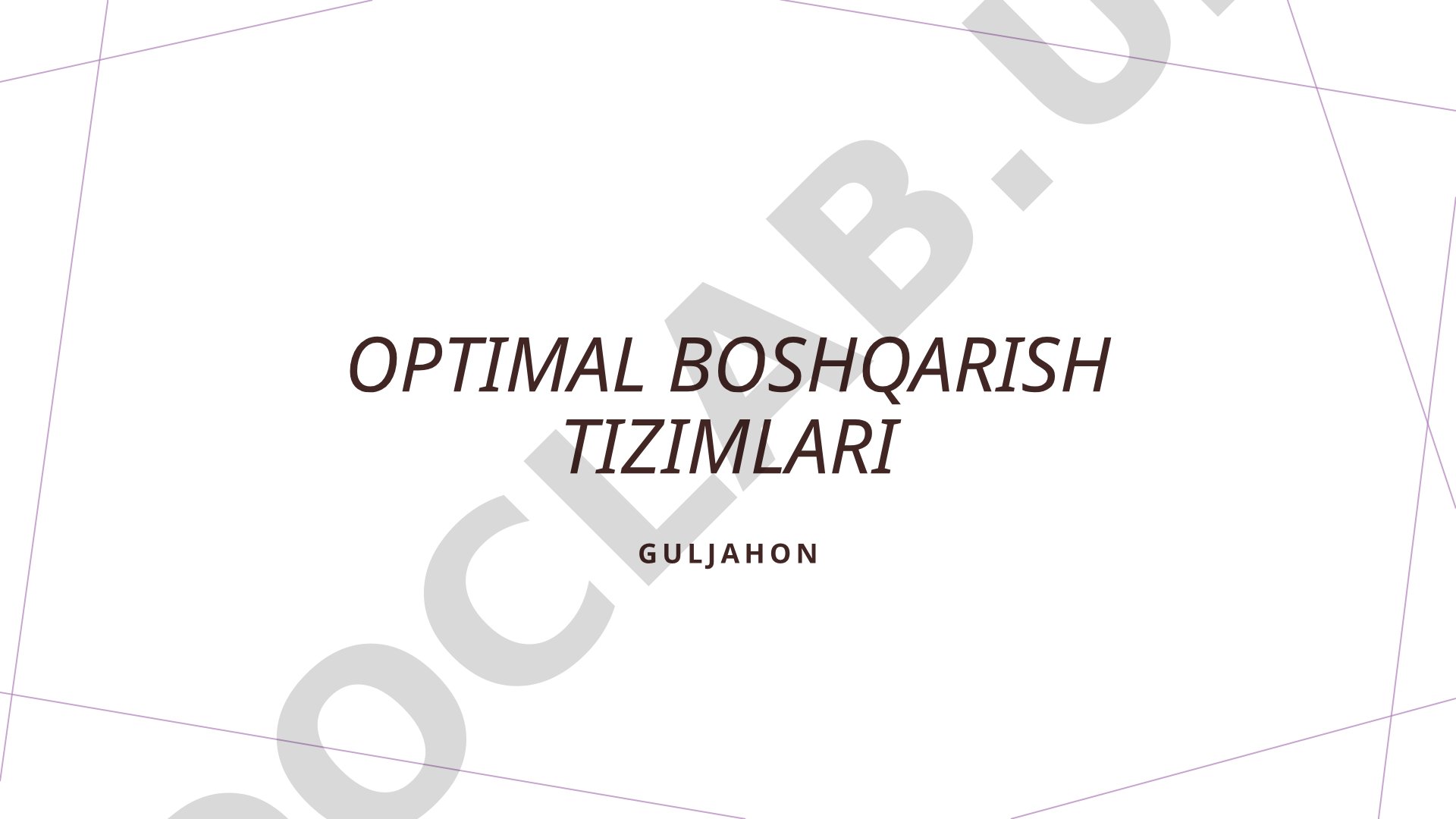 Optimal boshqarish tizimlari