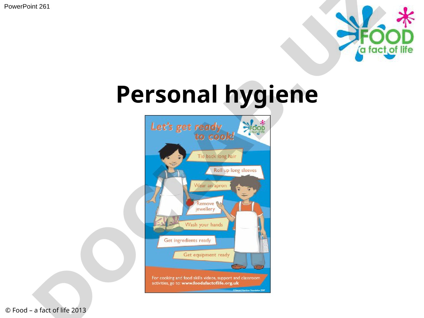 Personal hygiene in food preparation