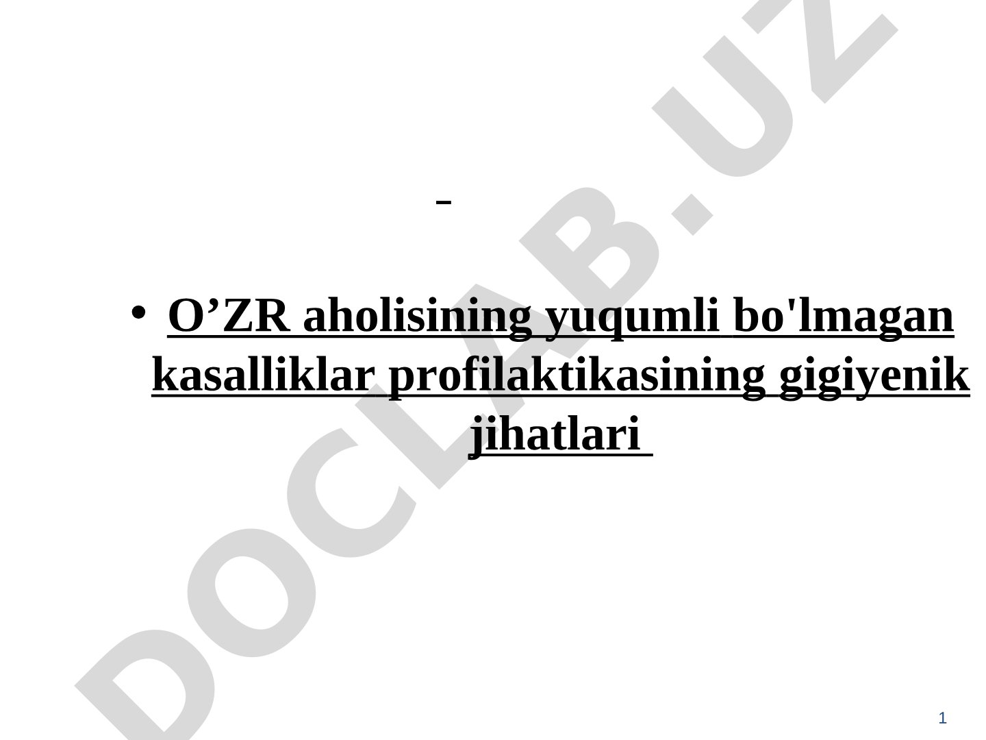 O'ZR aholisining yuqumli bo'lmagan kasalliklar profilaktikasining gigiyenik jihatlari