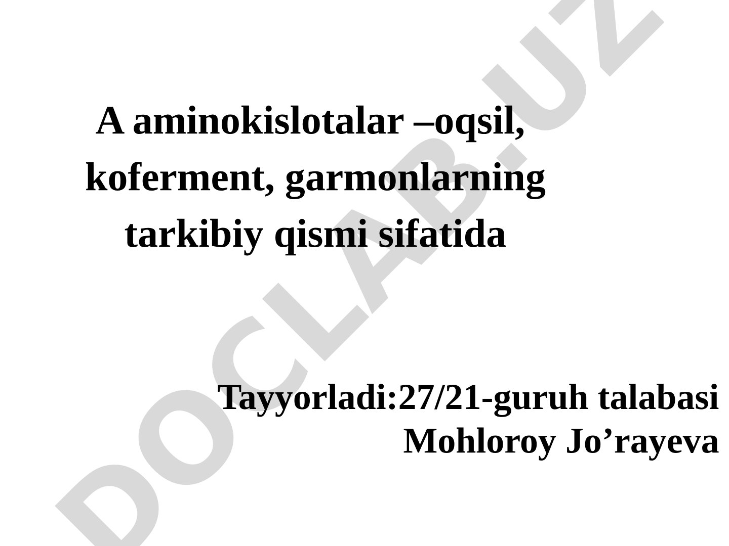 Aminokislotalar va oqsillar