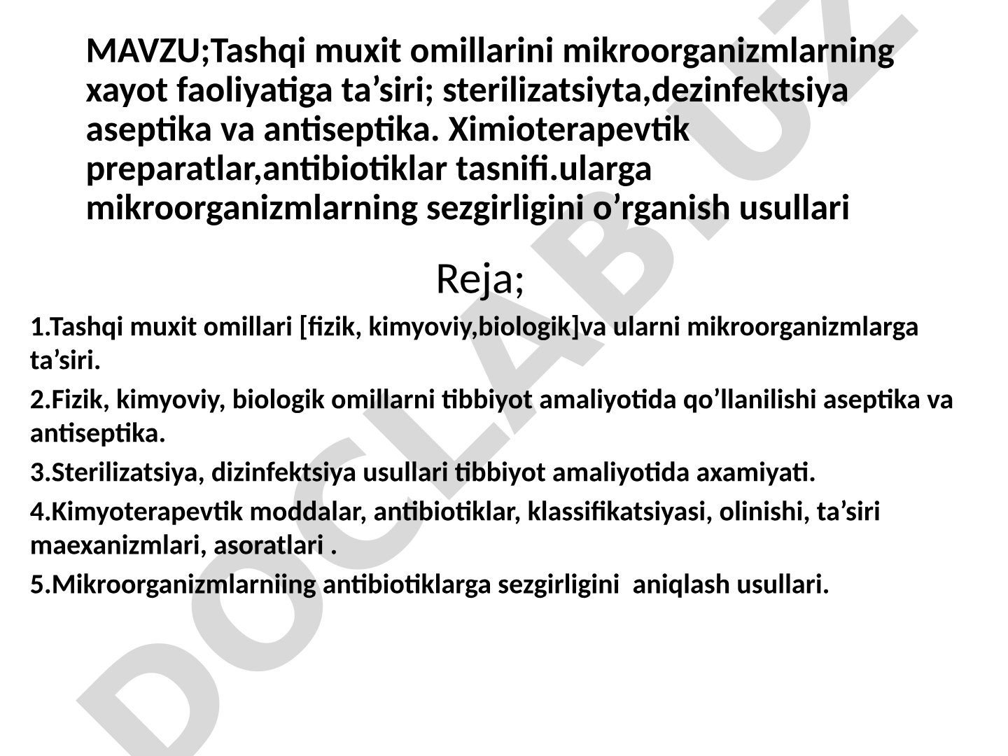 Tashqi muxit omillarini mikroorganizmlarning xayot faoliyatiga ta'siri