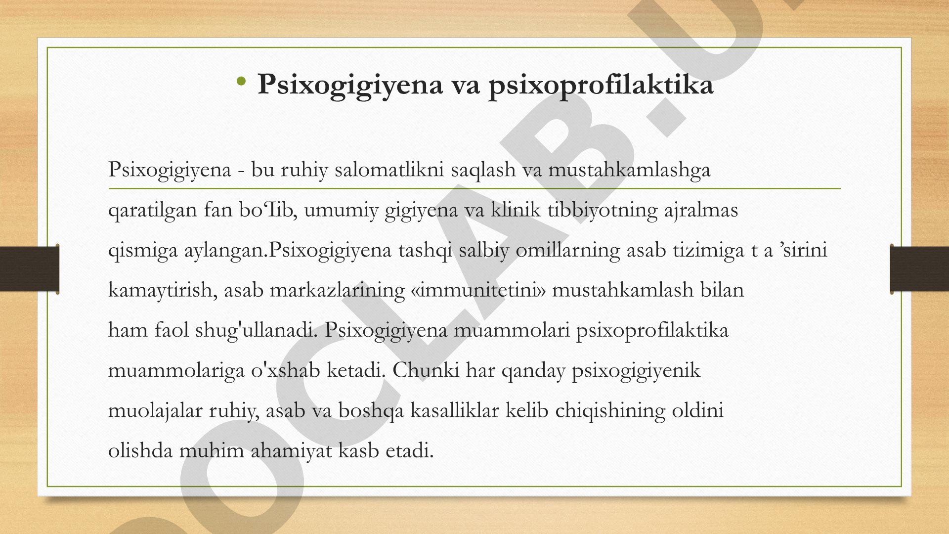 Psixogigiyena va psixoprofilaktika