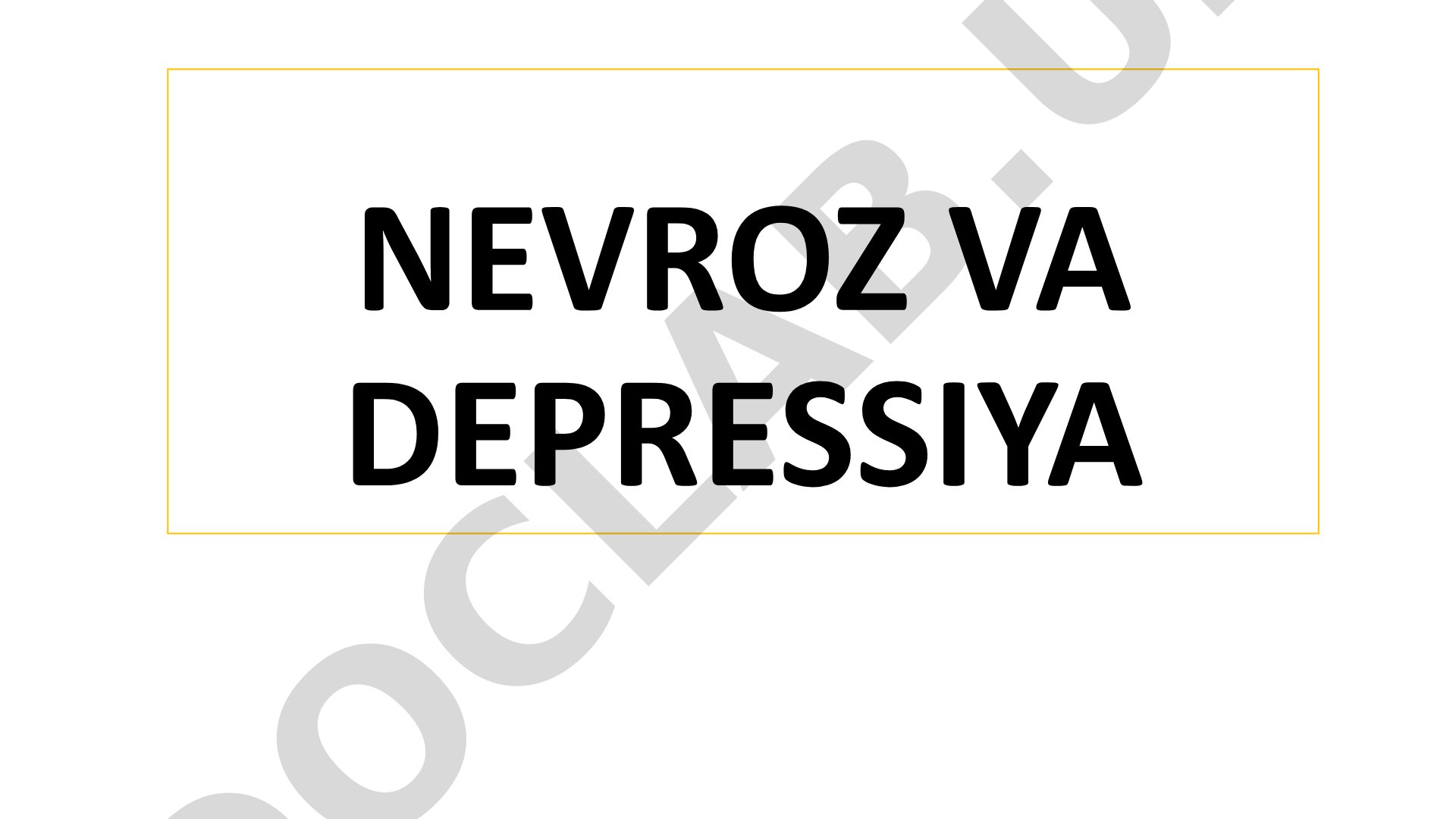 Nevroz va depressiya