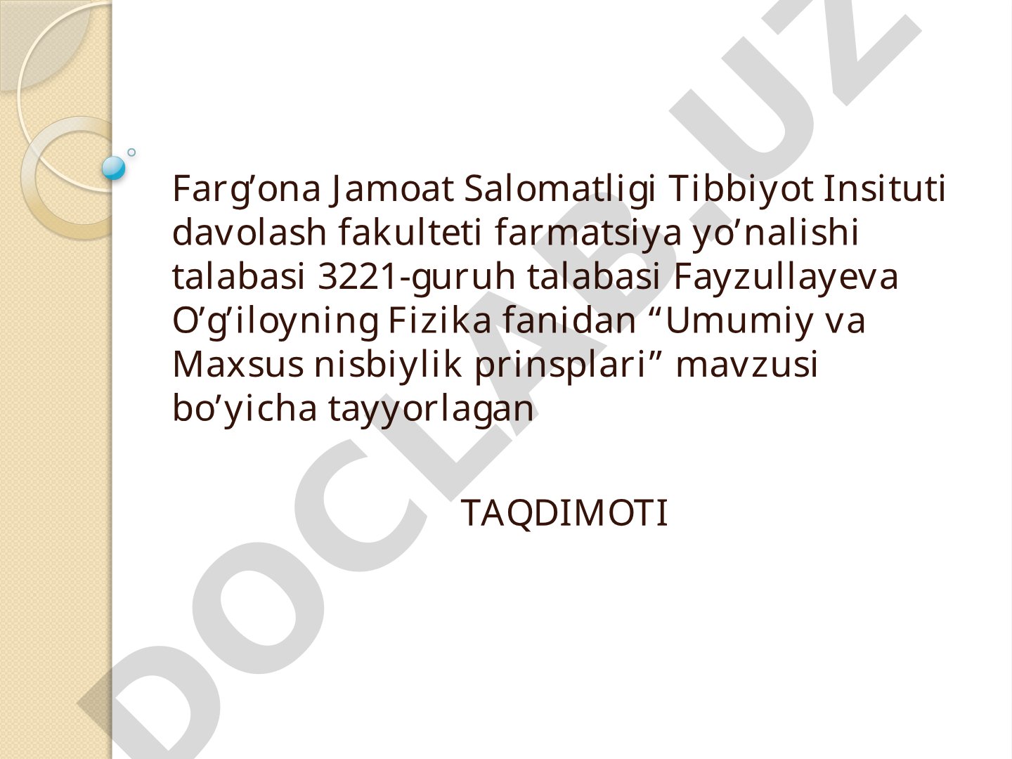 Umumiy va Maxsus nisbiylik prinsplari