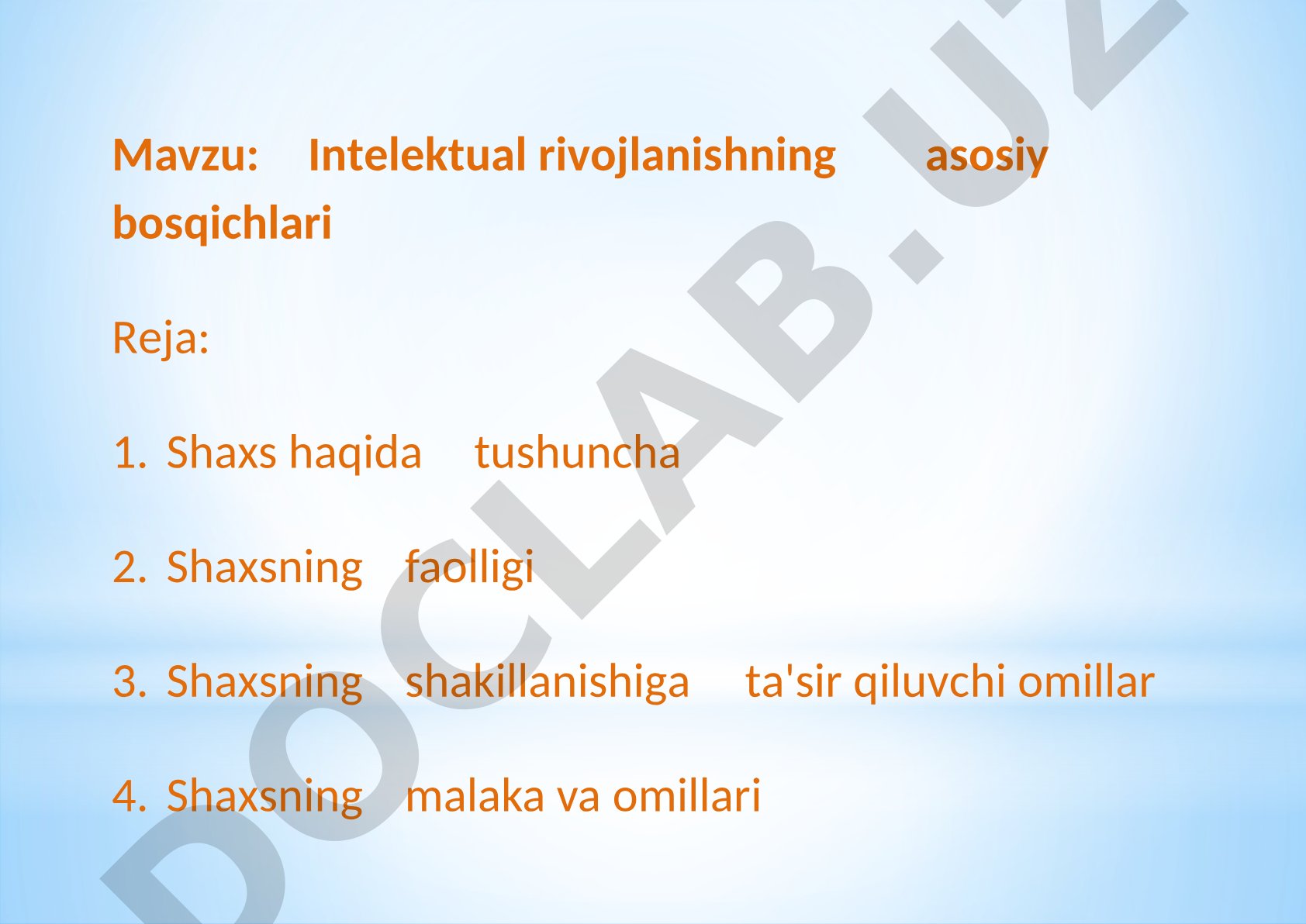 Intelektual rivojlanishning asosiy bosqichlari