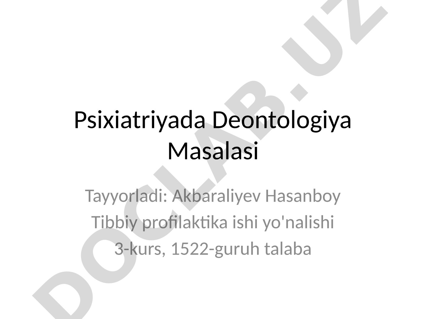 Psixiatriyada Deontologiya Masalasi