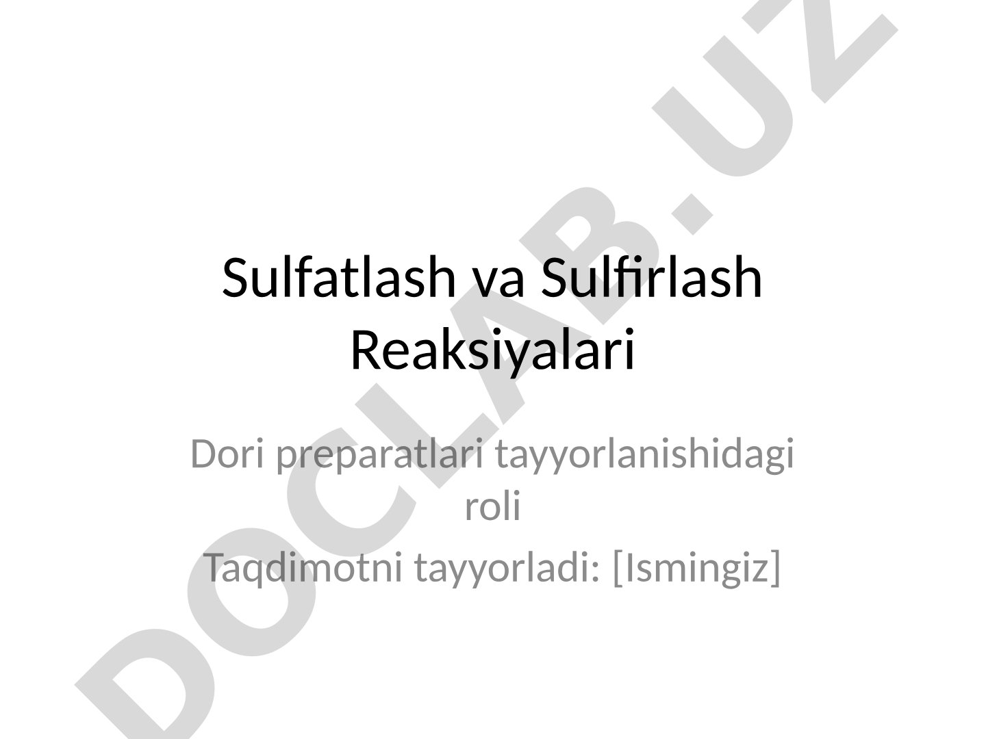 Sulfatlash va Sulfirlash Reaksiyalari Dori preparatlari tayyorlanishidagi roli