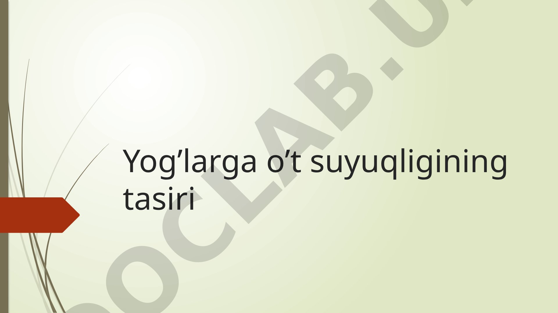 Yog'larga o't suyuqligining tasiri