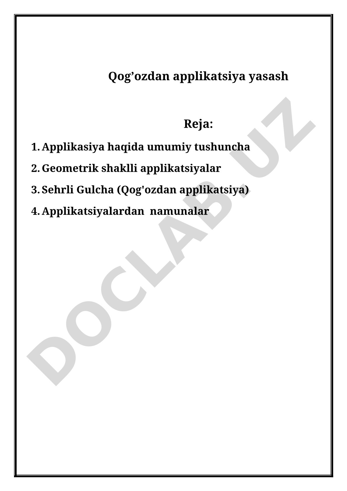 Qog'ozdan applikatsiya yasash