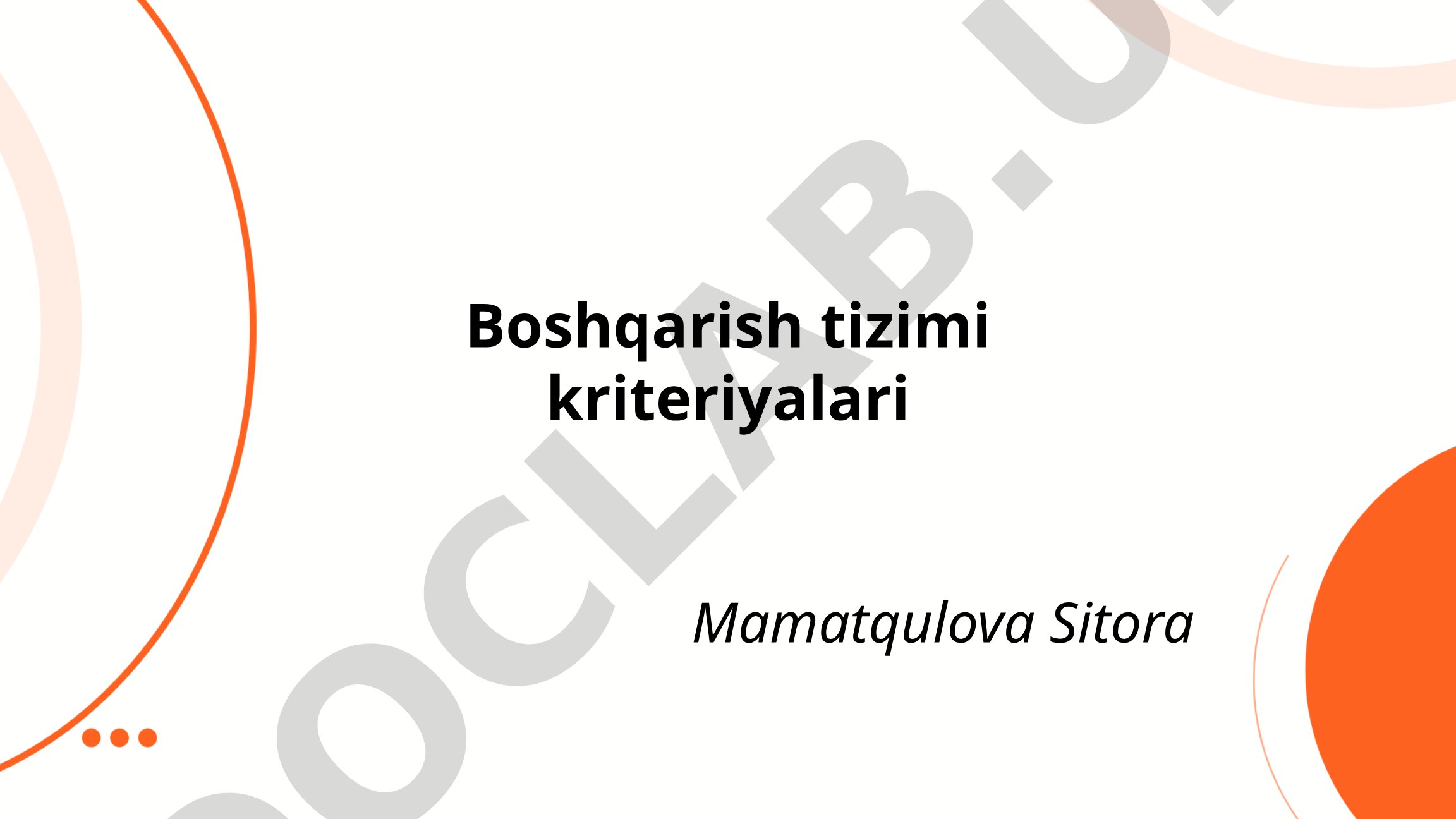 Boshqarish tizimi kriteriyalari