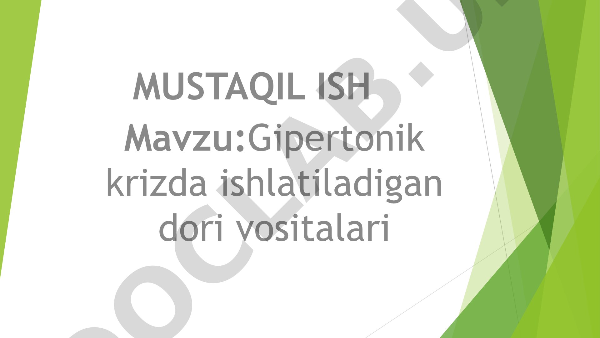 Gipertonik krizda ishlatiladigan dori vositalari