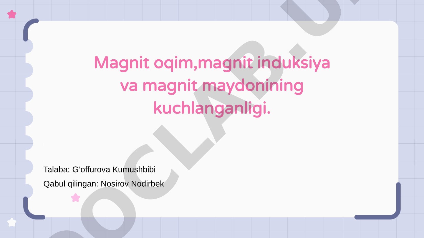 Magnit oqim, magnit induksiya va magnit maydonining kuchlanganligi