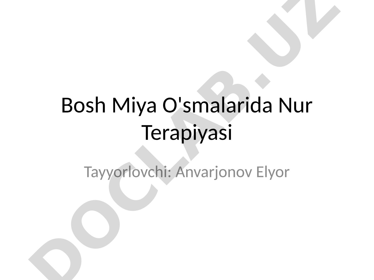 Bosh miya o'smalarida nur terapiyasi