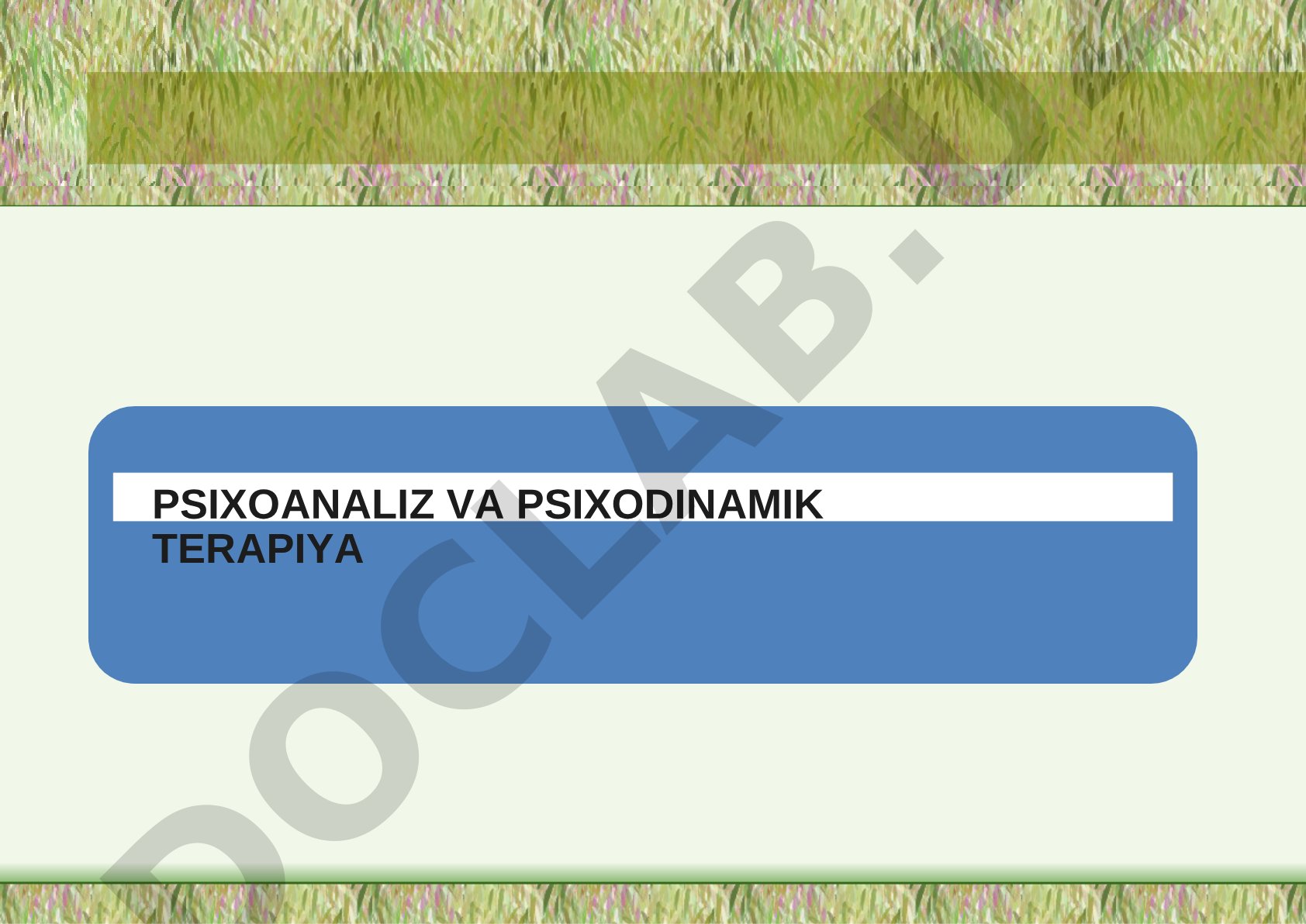 Psixoanaliz va psixodinamik terapiya