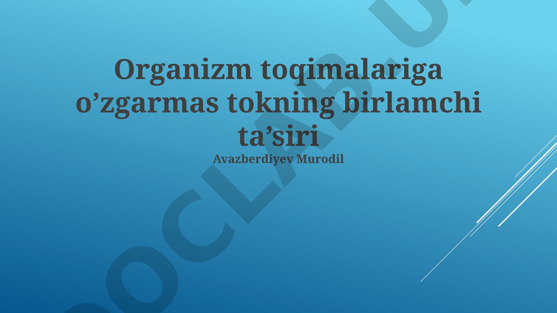 Organizm toqimalariga o'zgarmas tokning birlamchi ta'siri