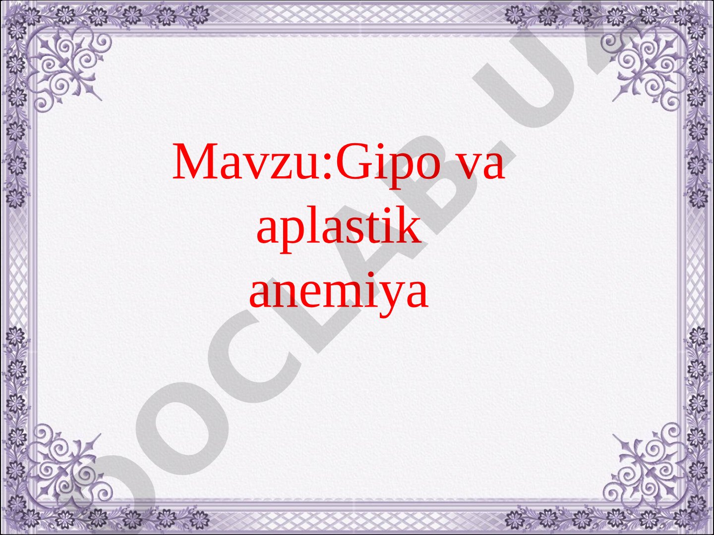 Gipo va aplastik anemiya