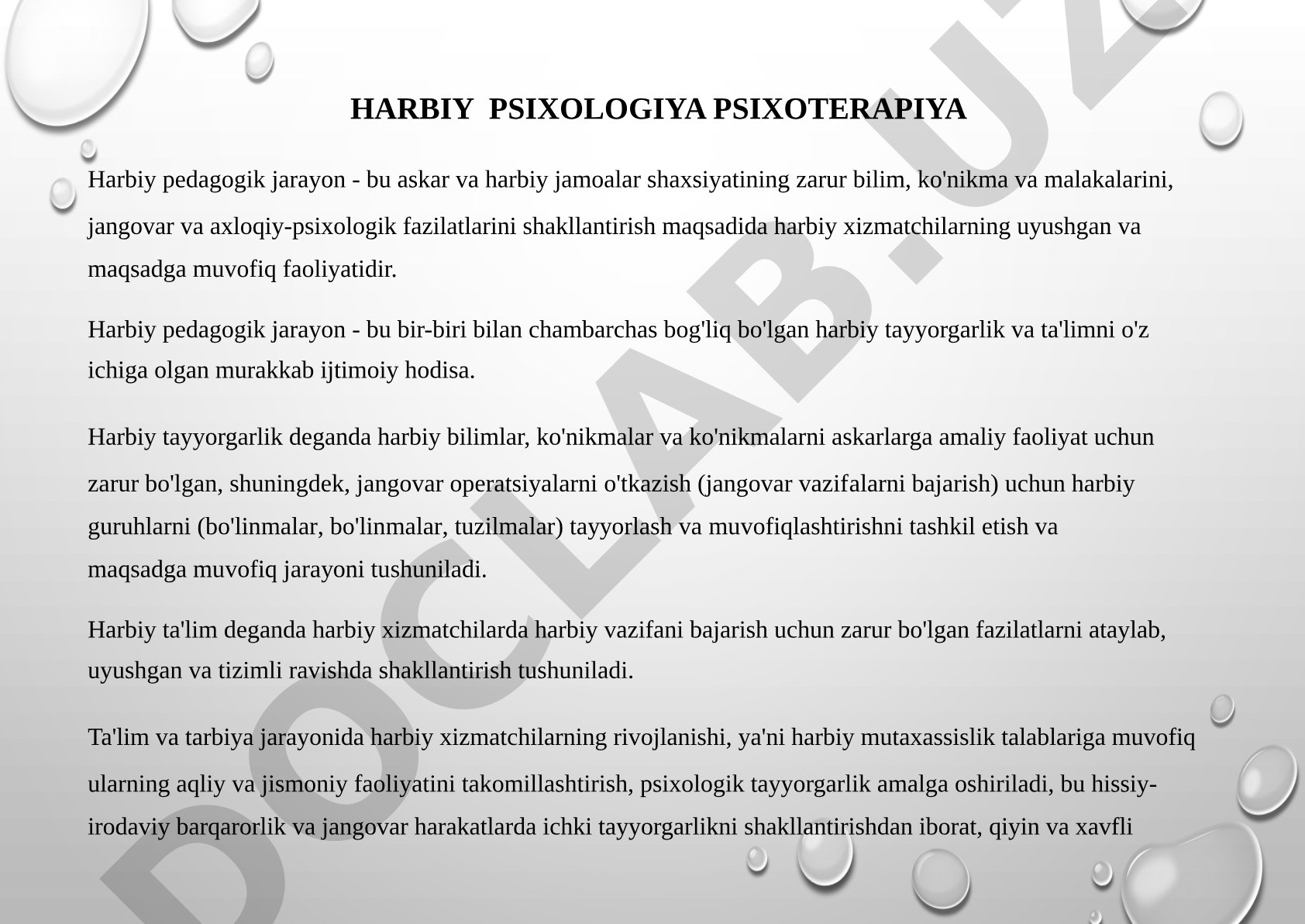 Harbiy pedagogik jarayon va psixologiya
