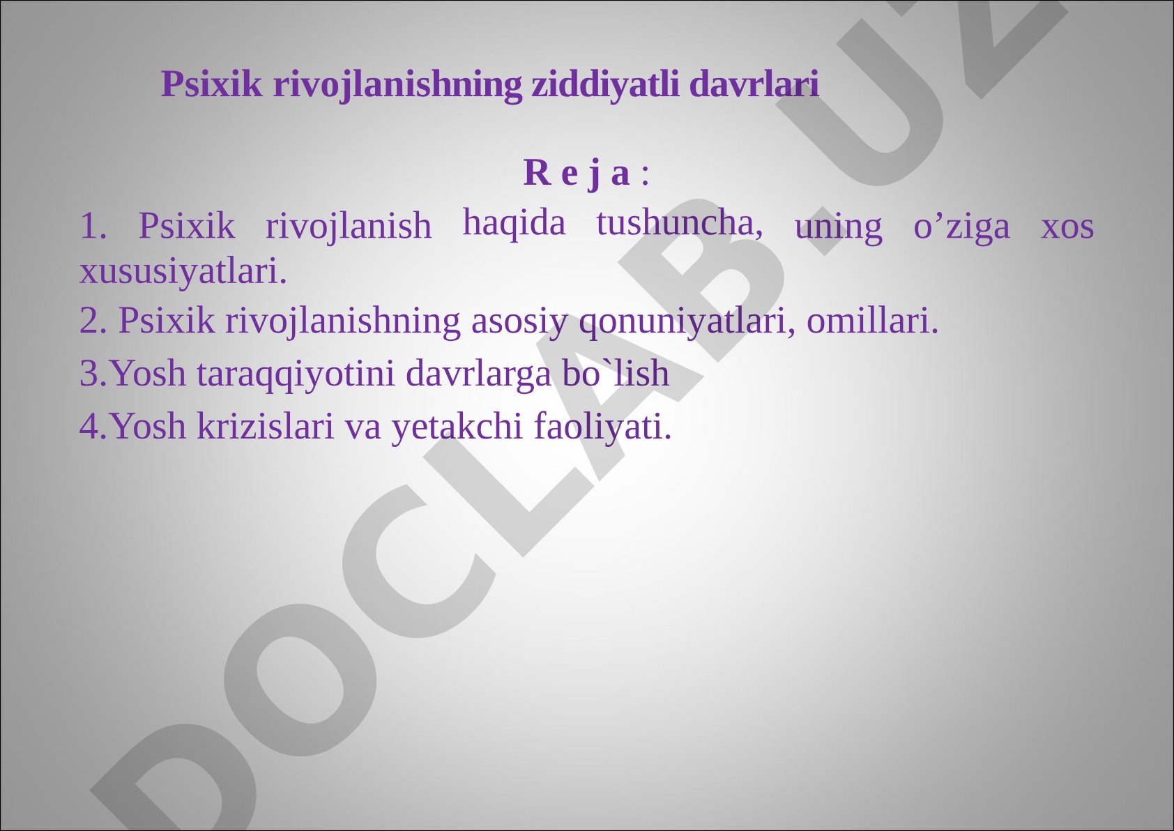 Psixik rivojlanishning ziddiyatli davrlari