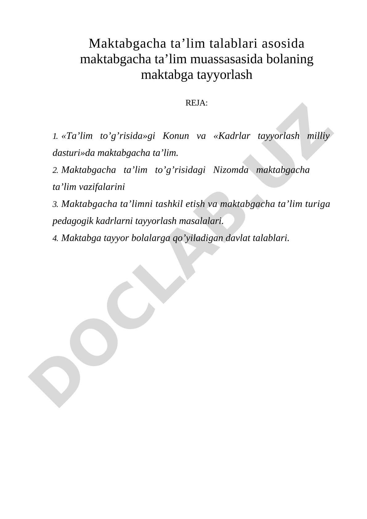 Maktabgacha ta'lim talablari asosida bolani maktabga tayyorlash