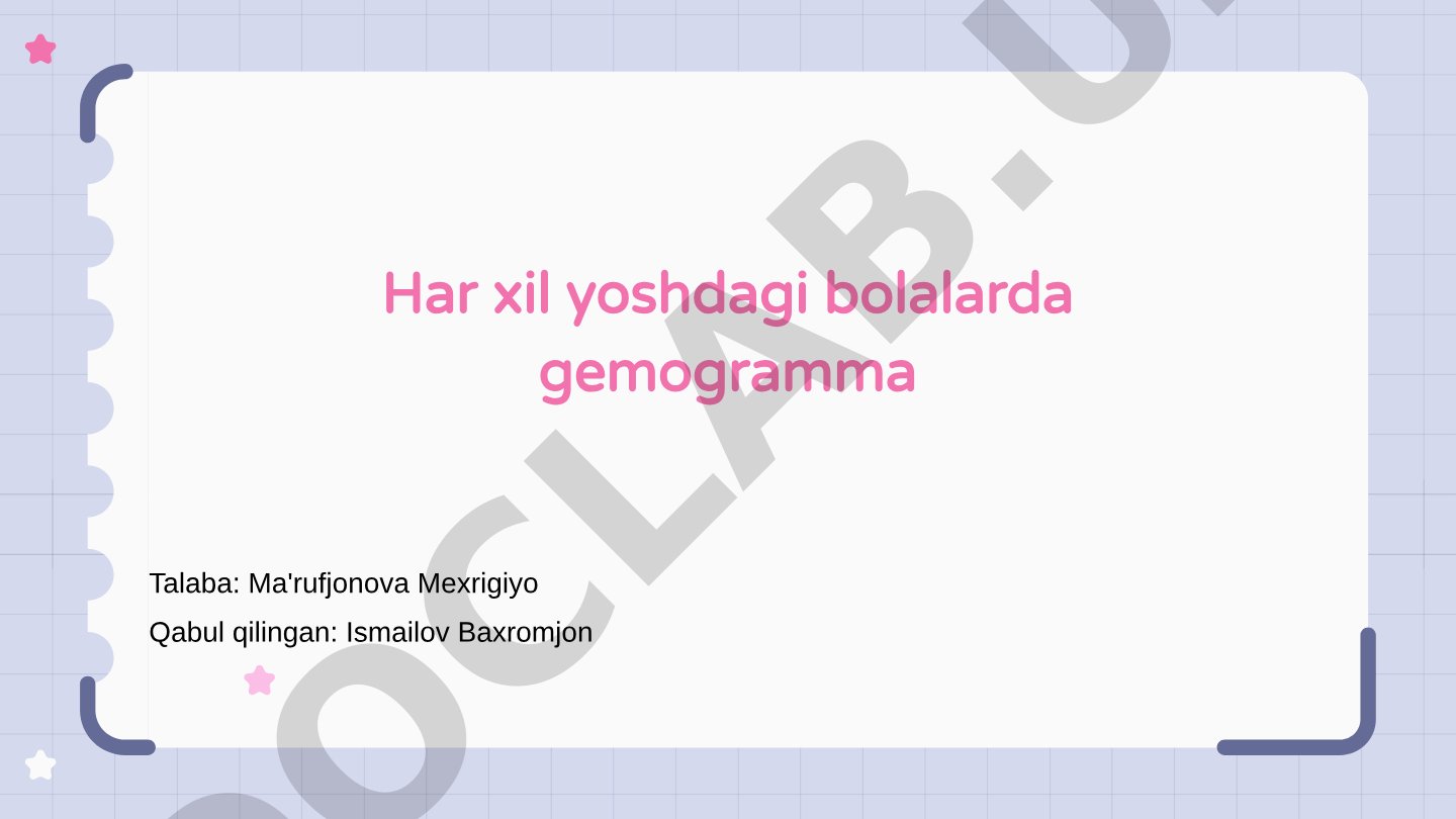 Har xil yoshdagi bolalarda gemogramma