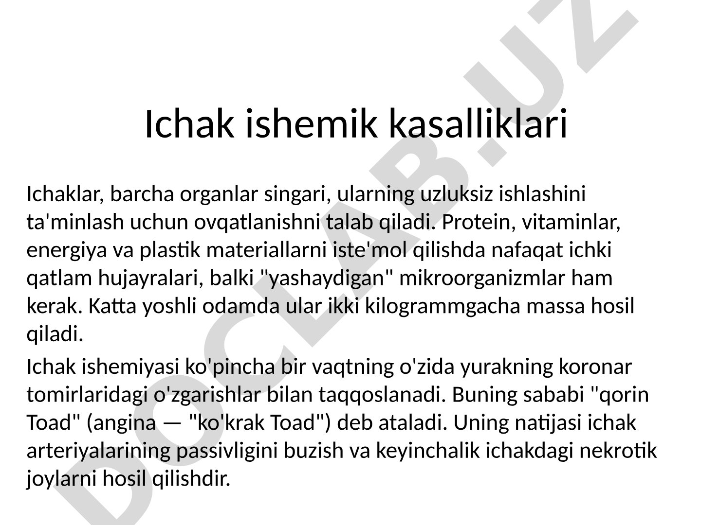 Ichak ishemik kasalliklari