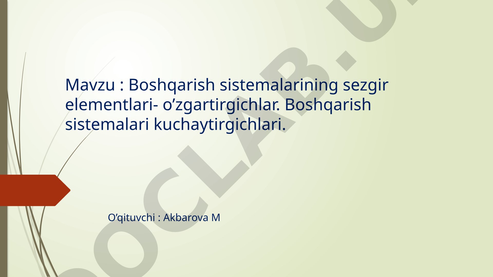 Boshqarish sistemalarining sezgir elementlari - o'zgartirgichlar