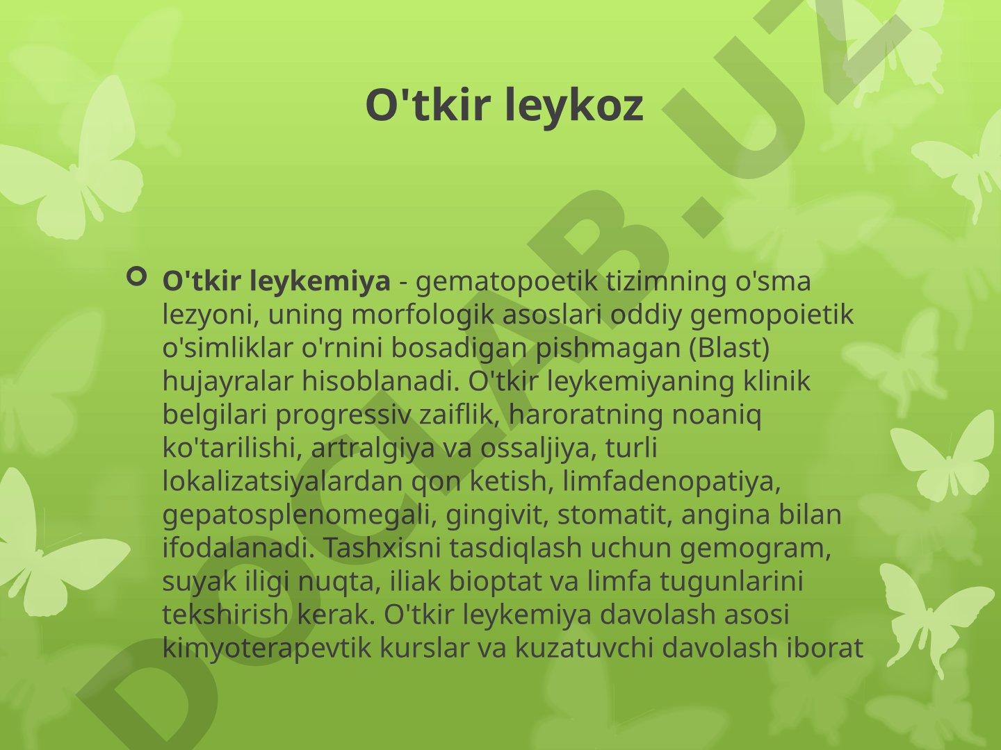 O'tkir va surunkali leykemiya