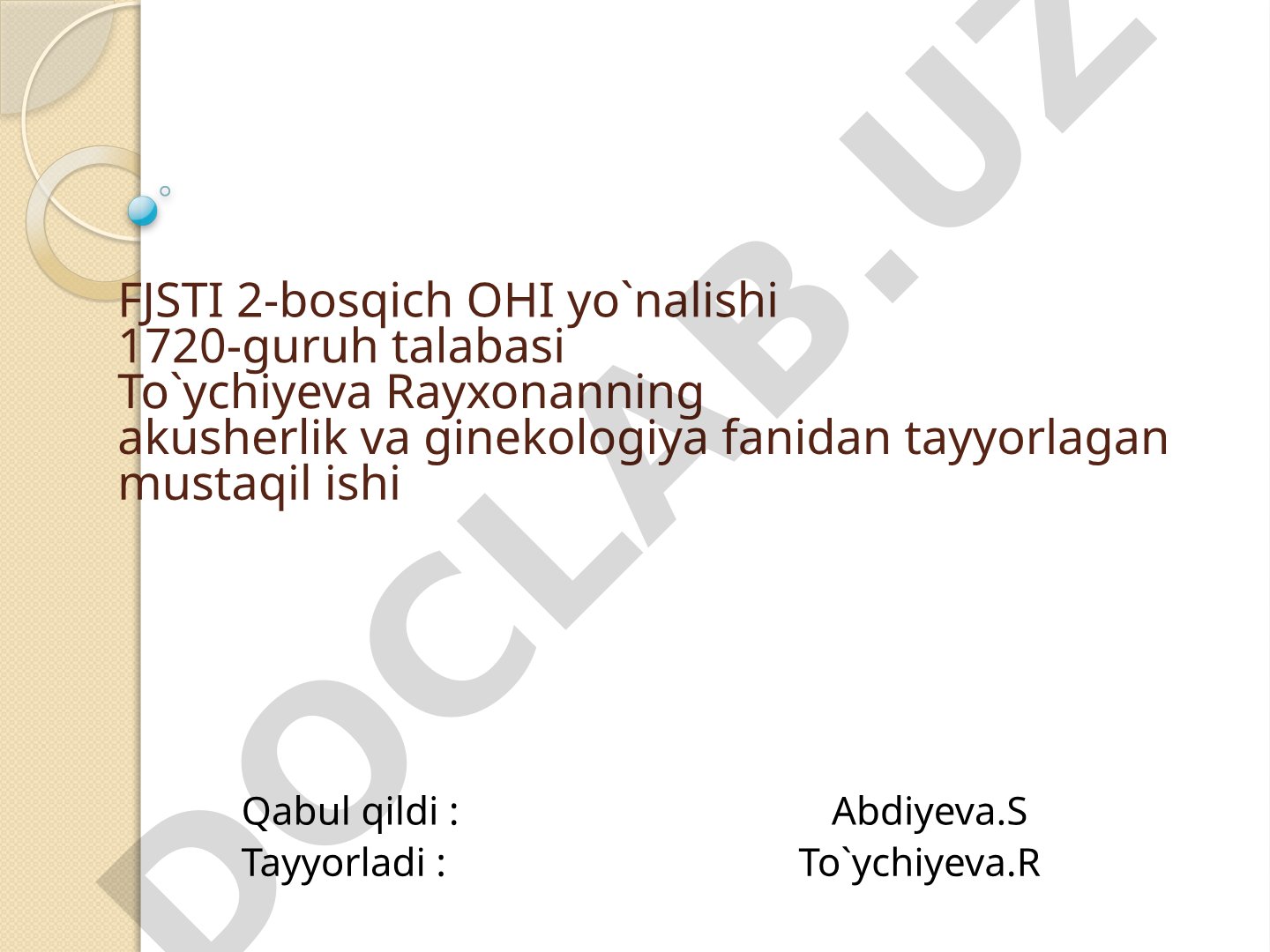 Tug'ruq jarayoni va uning davrlari