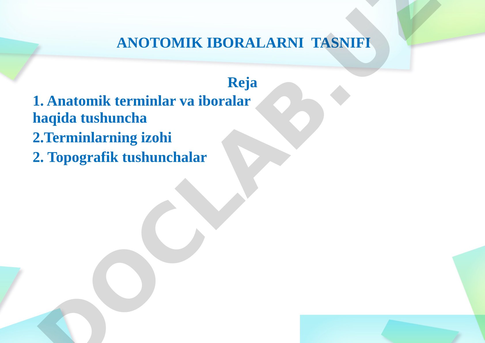 Anatomik iboralarni tasnifi