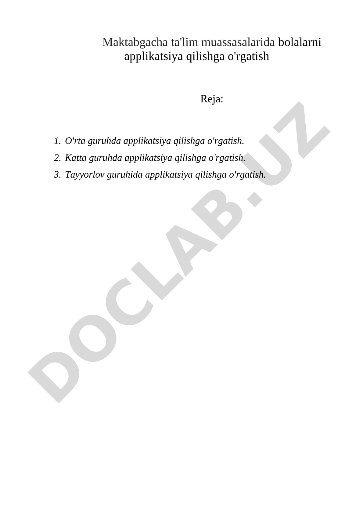 Maktabgacha ta'lim muassasalarida bolalarni applikatsiya qilishga o'rgatish