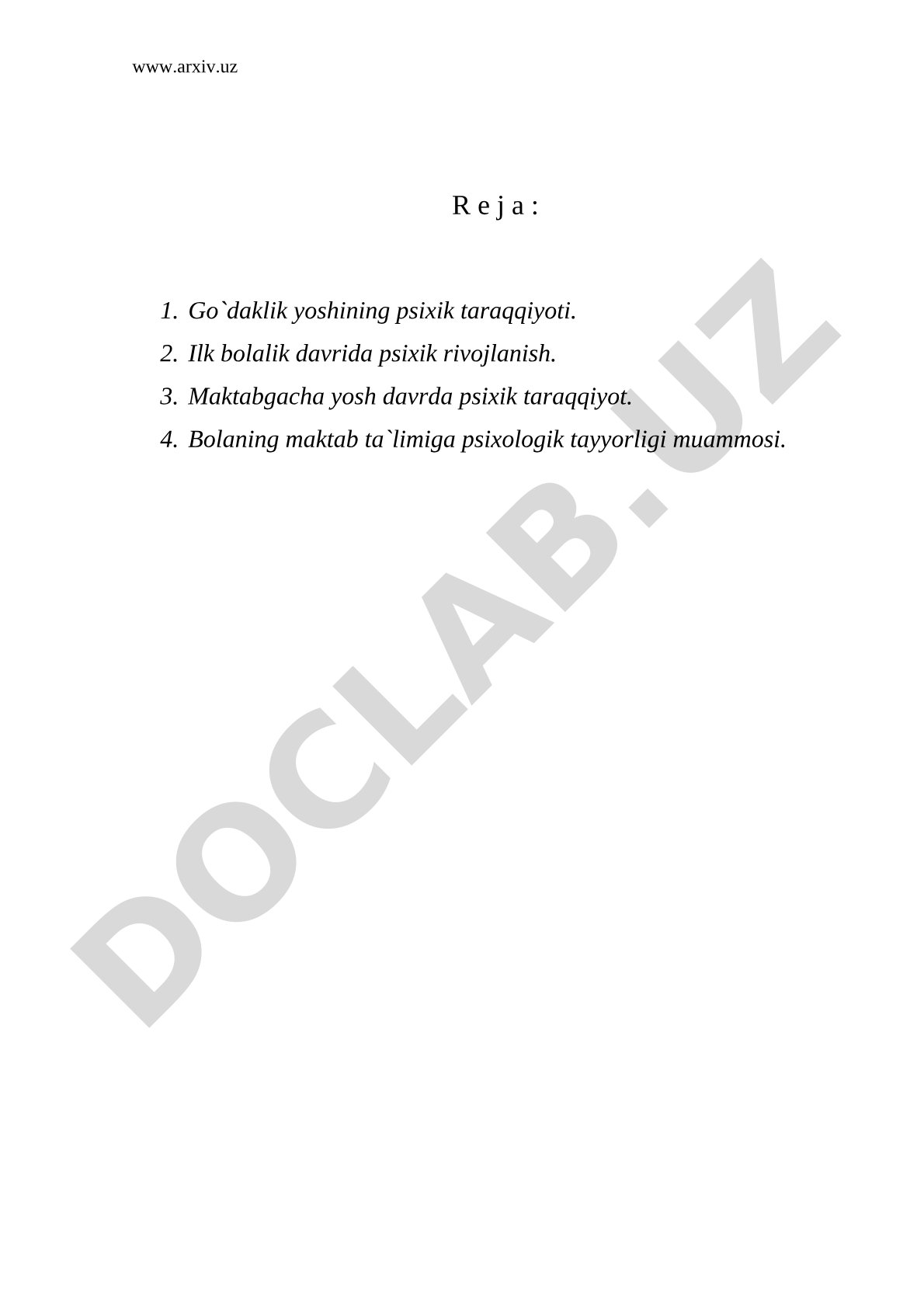 Bolalik yosh davrlarida psixik taraqqiyot