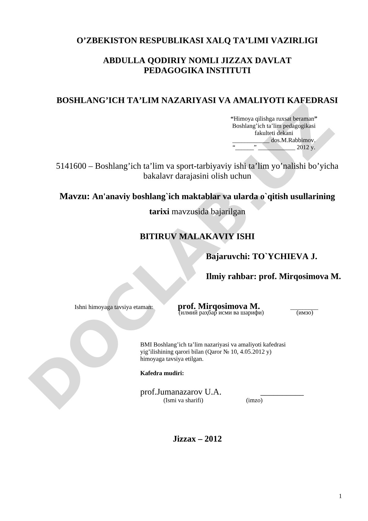 An'anaviy boshlang'ich maktablar va ularda o'qitish usullarining tarixi