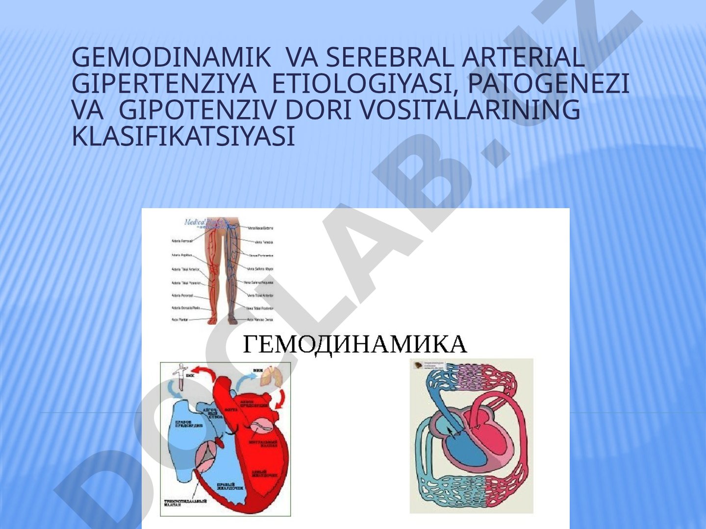 Gemodinamik va serebral arterial gipertenziya etiologiyasi, patogenezi va gipotenziv dori vositalarining klasifikatsiyasi