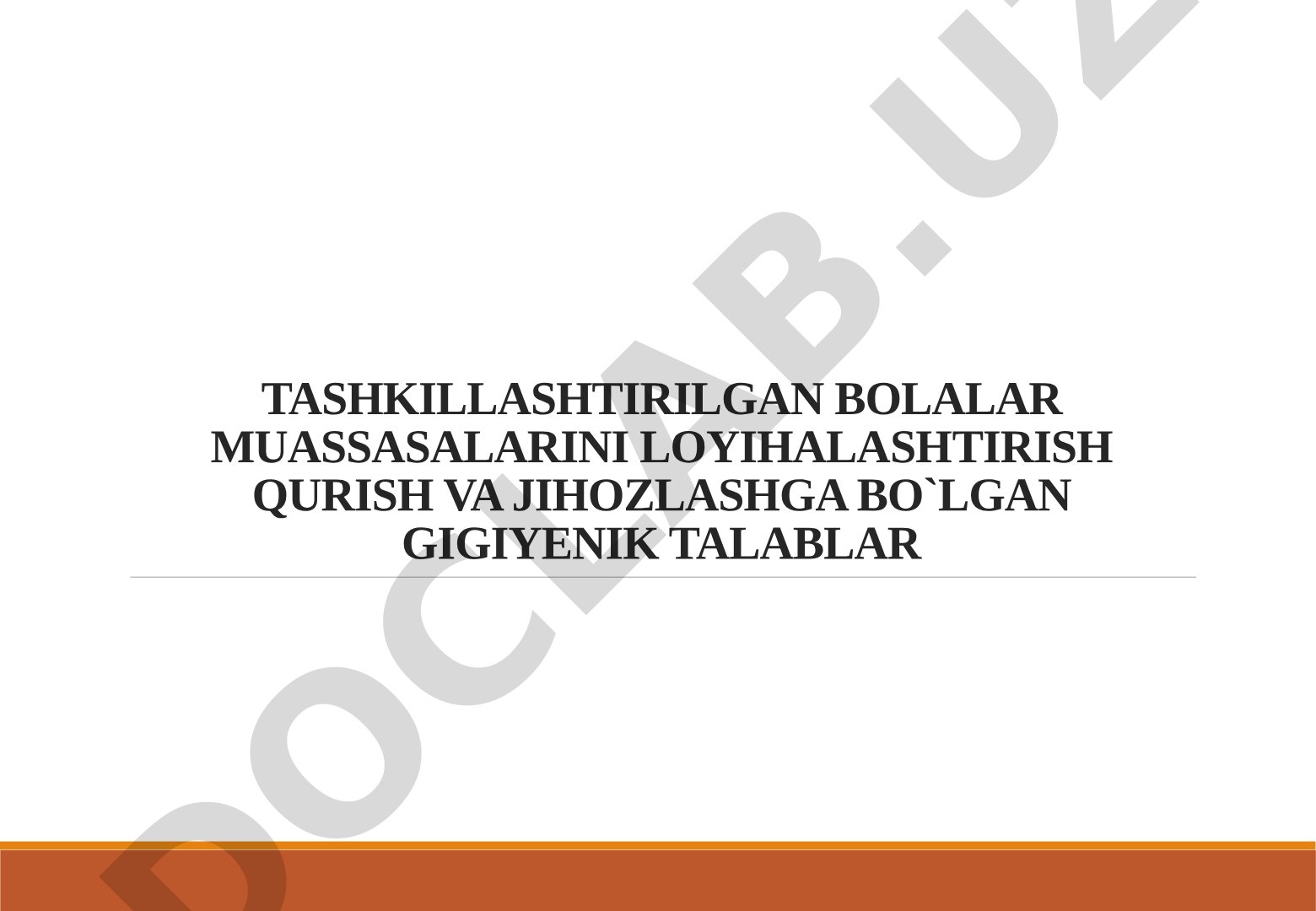 Tashkillashtirilgan bolalar muassasalarini loyihalashtirish qurish va jihozlashga bo'lgan gigiyenik talablar