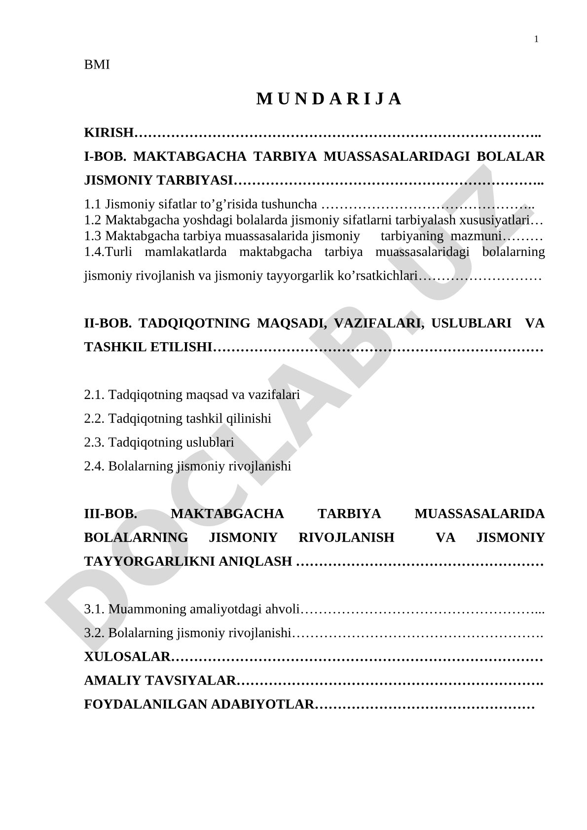 Maktabgacha tarbiya muassasalarida bolalar jismoniy tarbiyasi