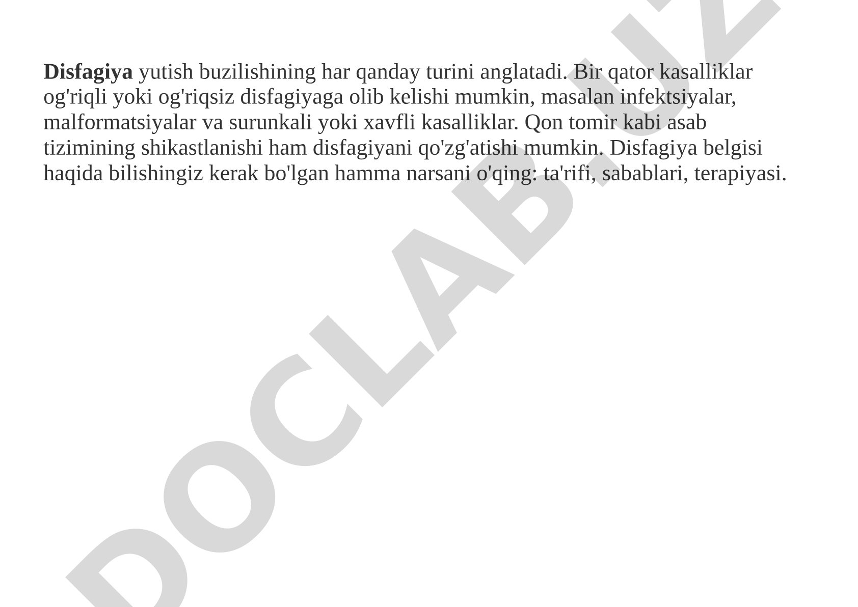 Disfagiya: ta'rifi, sabablari, terapiyasi