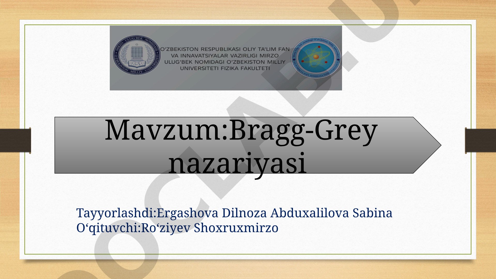 Bragg-Gray Nazariyasi