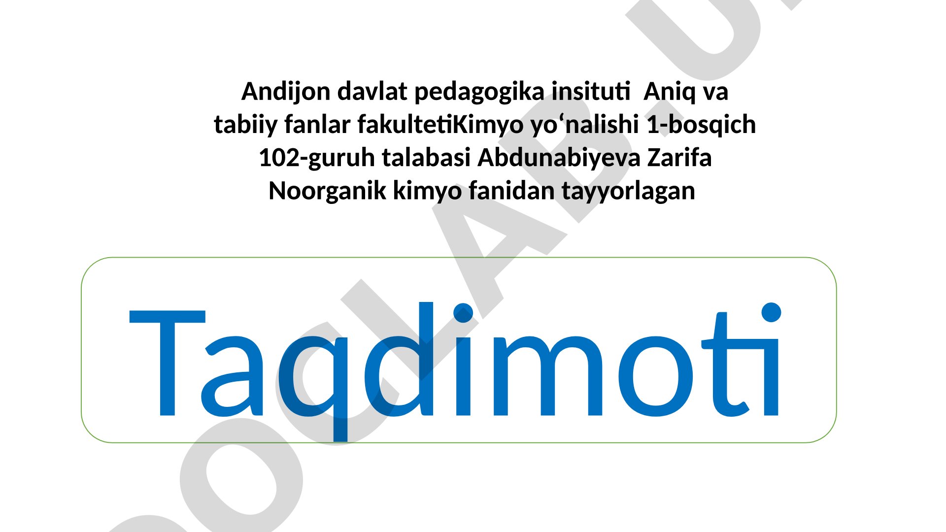 O'zbekistonda kimyo fani va sanoati rivojlanishi taqdimoti
