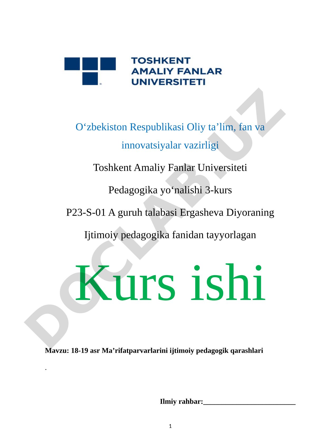 18-19 asr Ma'rifatparvarlarining ijtimoiy pedagogik qarashlari