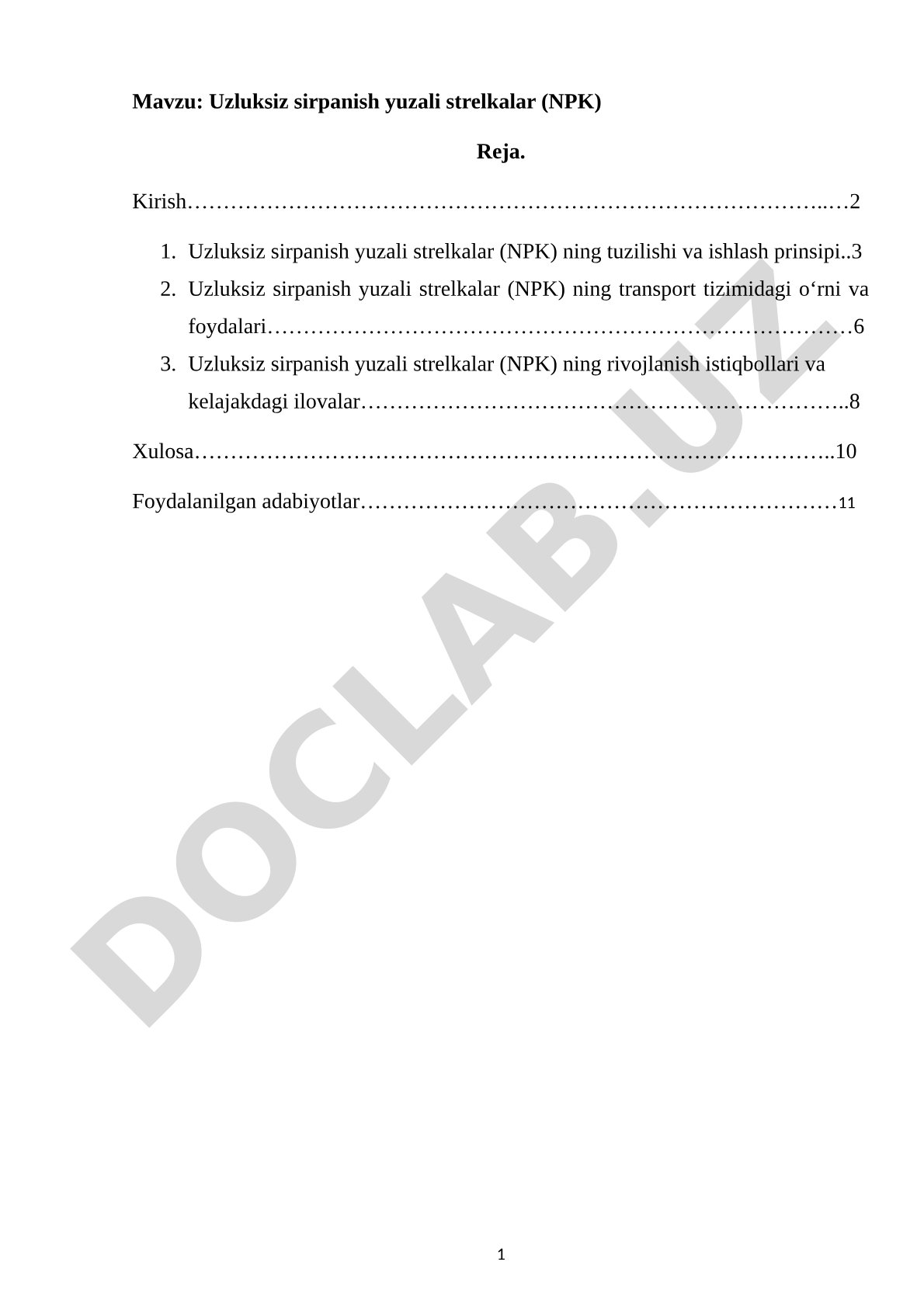 Uzluksiz sirpanish yuzali strelkalar (NPK) rejasi