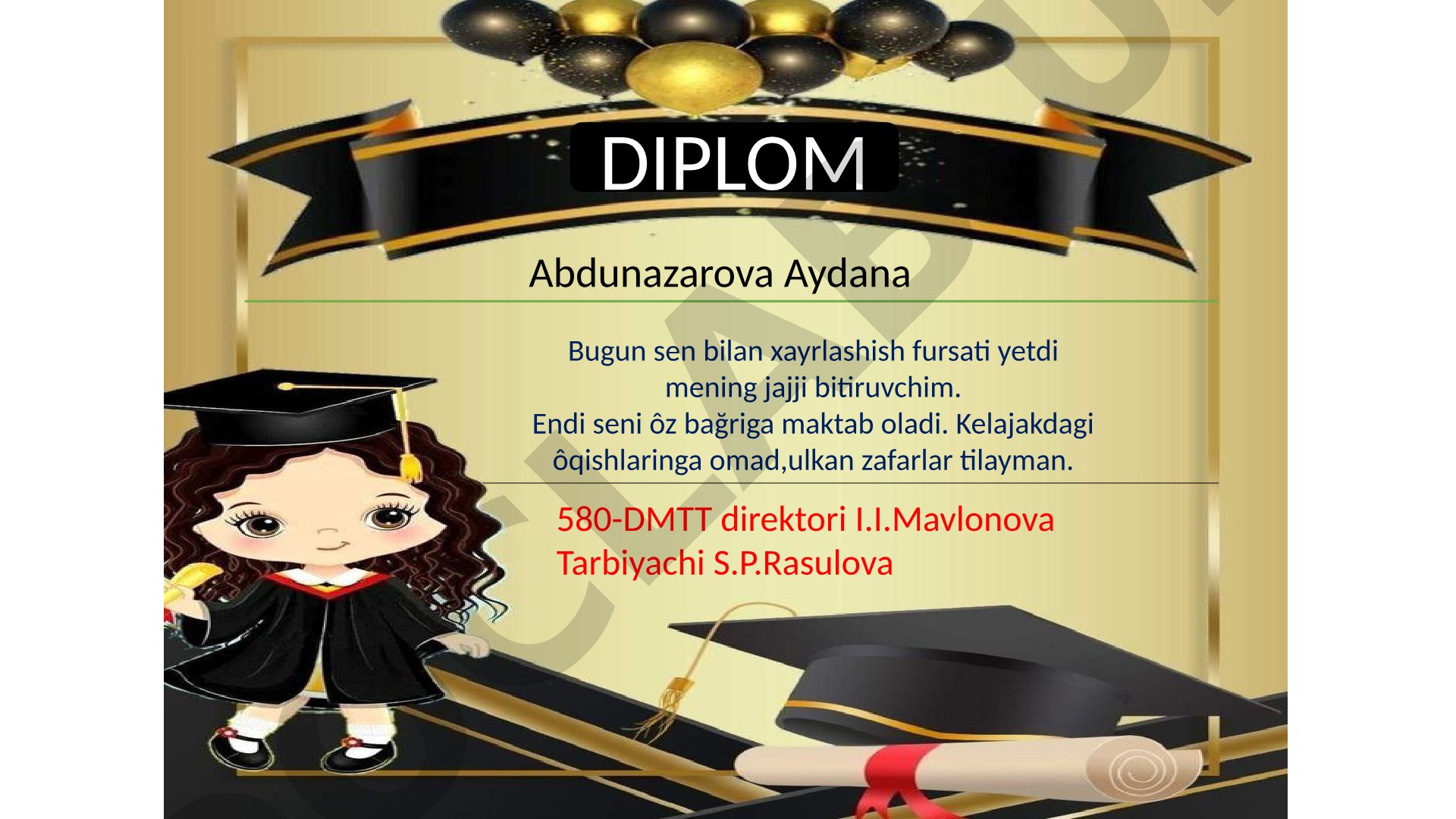 Bitiruvchiga Bag'ishlangan Diplomatik Xat