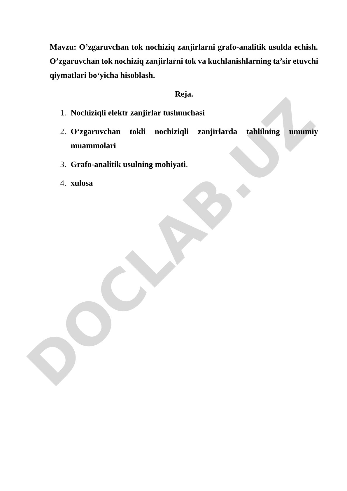 O'zgaruvchan tok nochiziq zanjirlarni grafo-analitik usulda echish