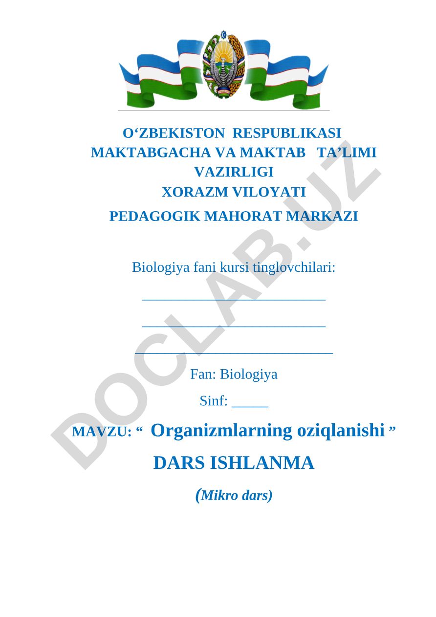 Organizmlarning oziqlanishi