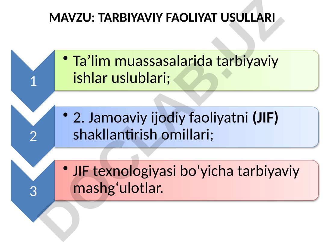 TARBIYAVIY FAOLIYAT USULLARI
