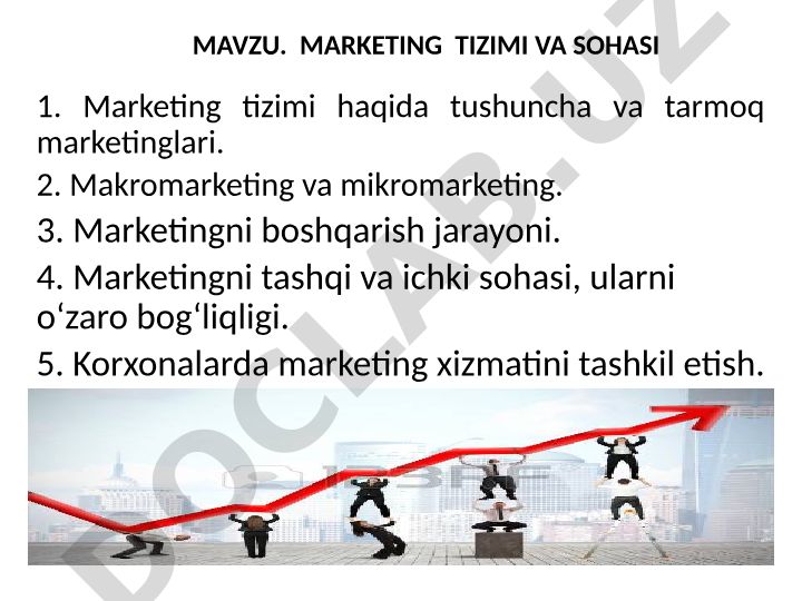 Marketing tizimi va sohasi