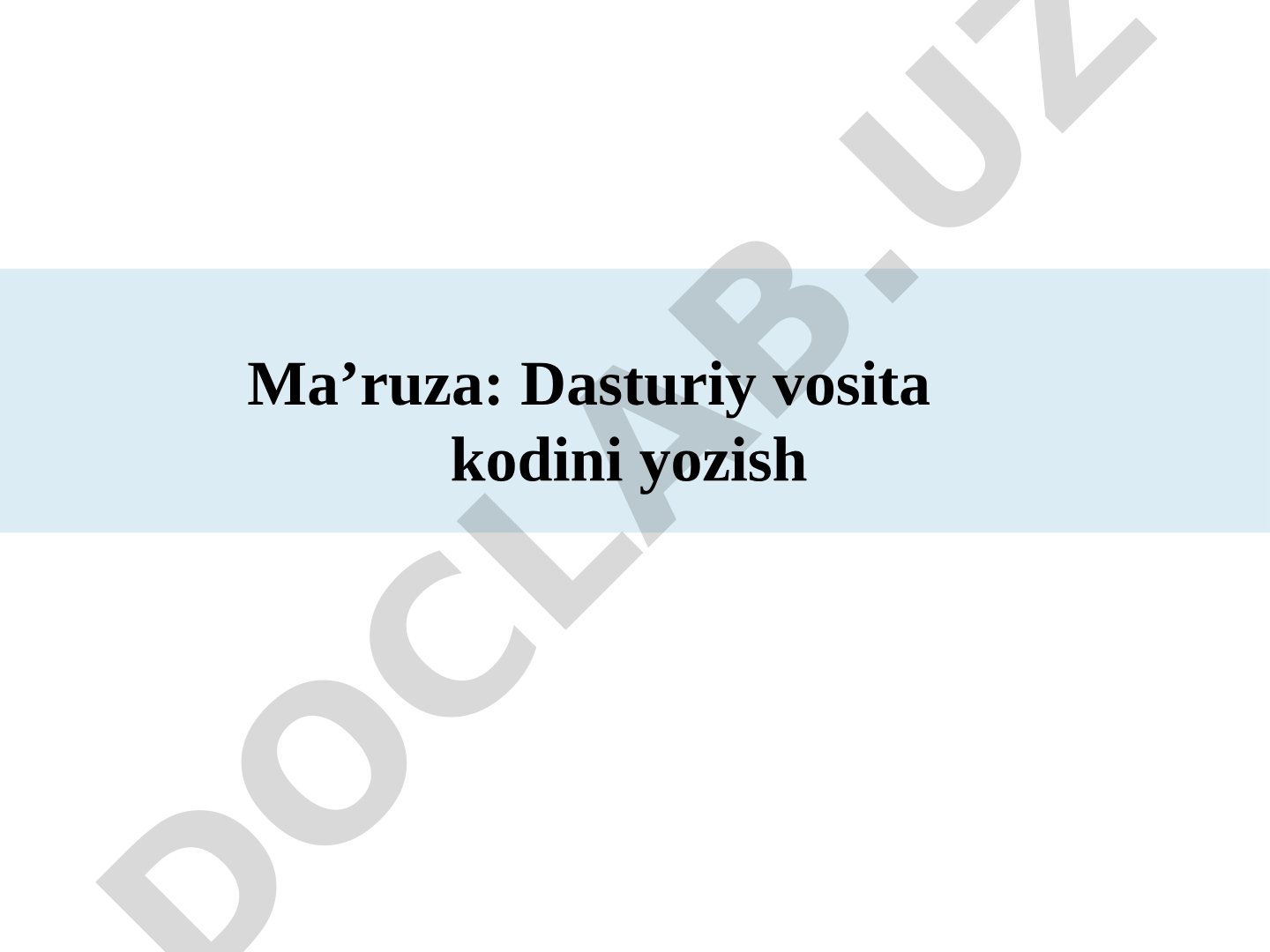 Dasturiy kodlash taqdimoti