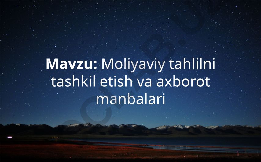 Moliyaviy tahlilni tashkil etish va axborot manbalari